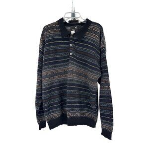 Peruvian Connection Alpaca Polo 1/4 Button-down‎ Men's Sweater L